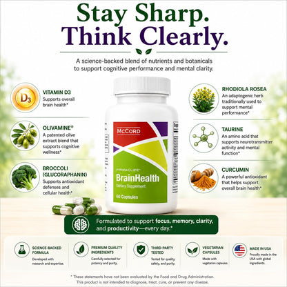 McCord BrainHealth Complemento Cerebral con – Rhodiola rosea: conocida por ayudar al organismo a adaptarse al – Image 4