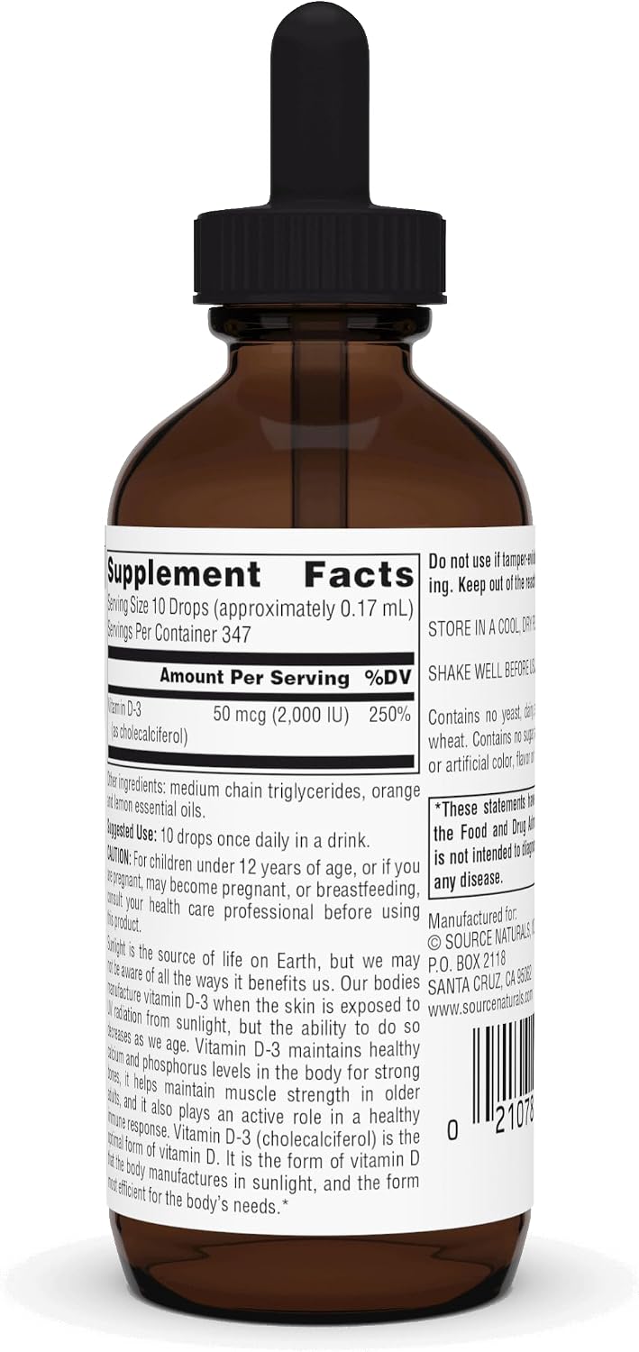 Source Naturals Vitamina D-3 Gotas Líquidas 2000 UI, 59 ml