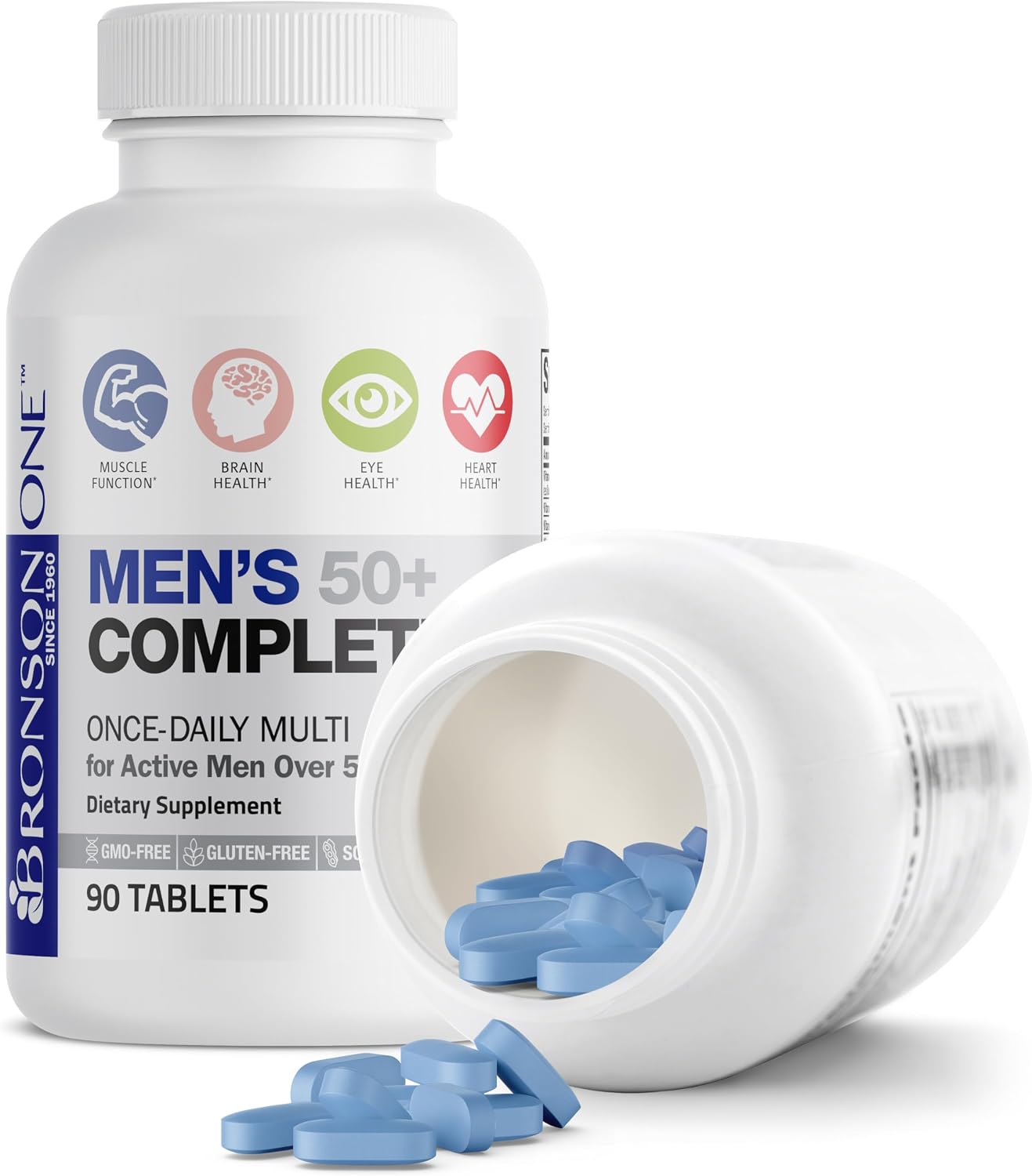 Bronson ONE Daily Multivitamínico para Hombres 50+ Completo, 90 Comprimidos