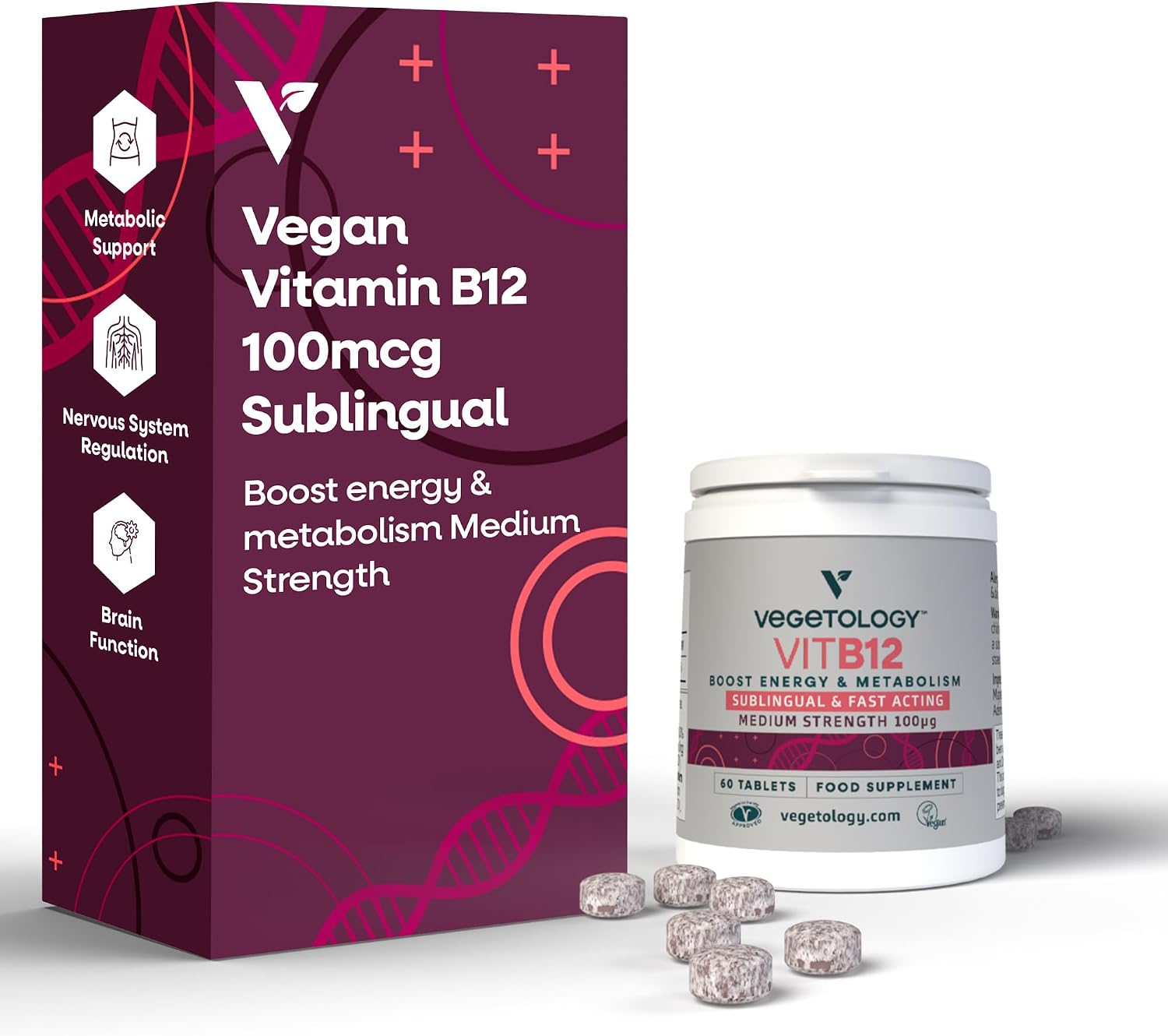 VEGETOLOGY Vitamina B12 Sublingual Vegano - 100 mcg, 60 Comprimidos