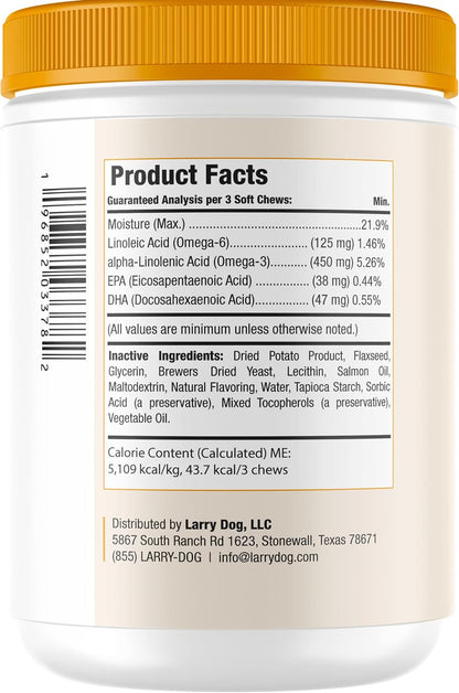 Aceite de Salmón para Perros – Piel y Pelaje | Larry | 120 Masticables Blandos