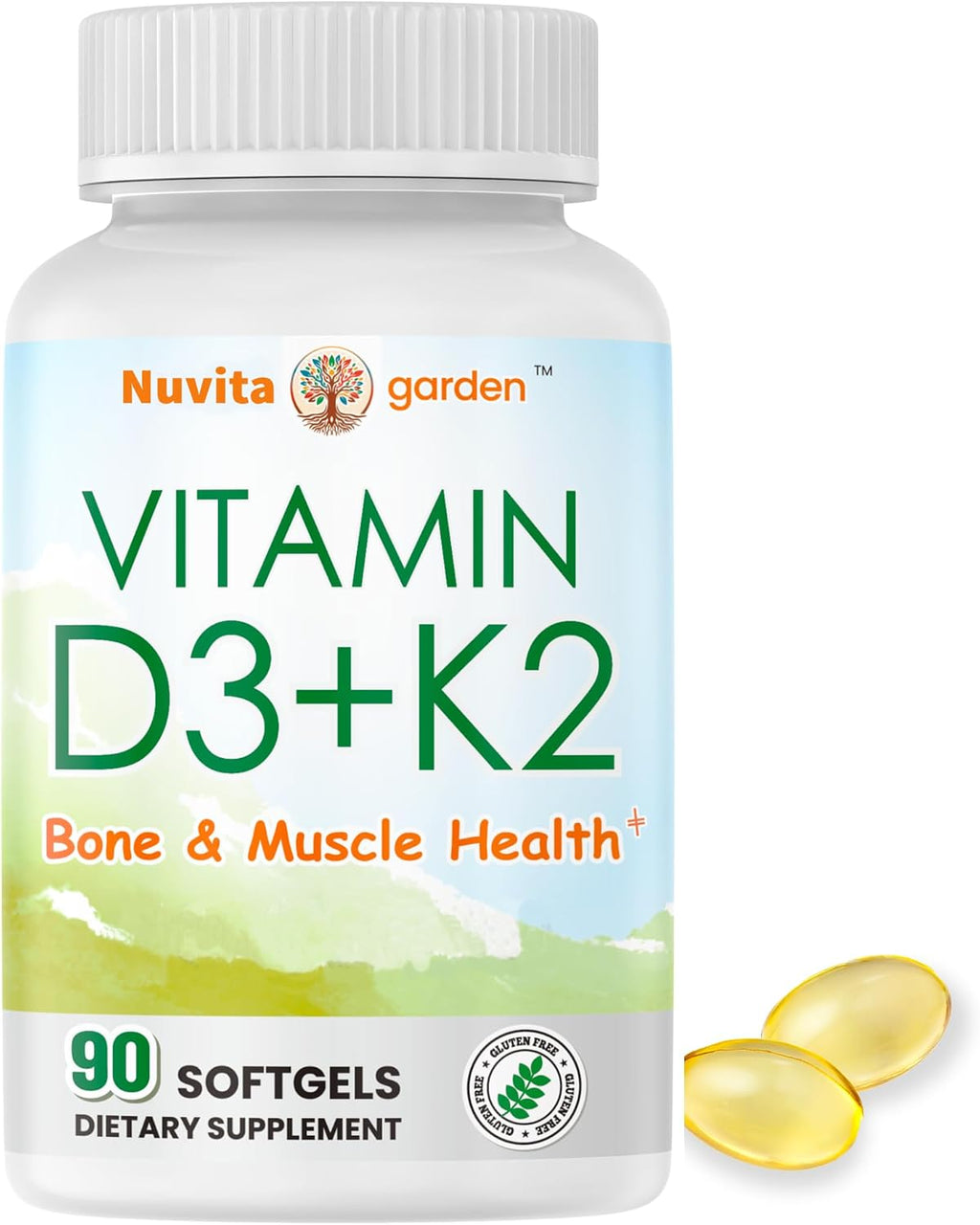 NoMiLu Vitamina D3 y K2 (10000 UI + 200 mcg) - 90 Cápsulas Blandas - 3 Meses de Suministro
