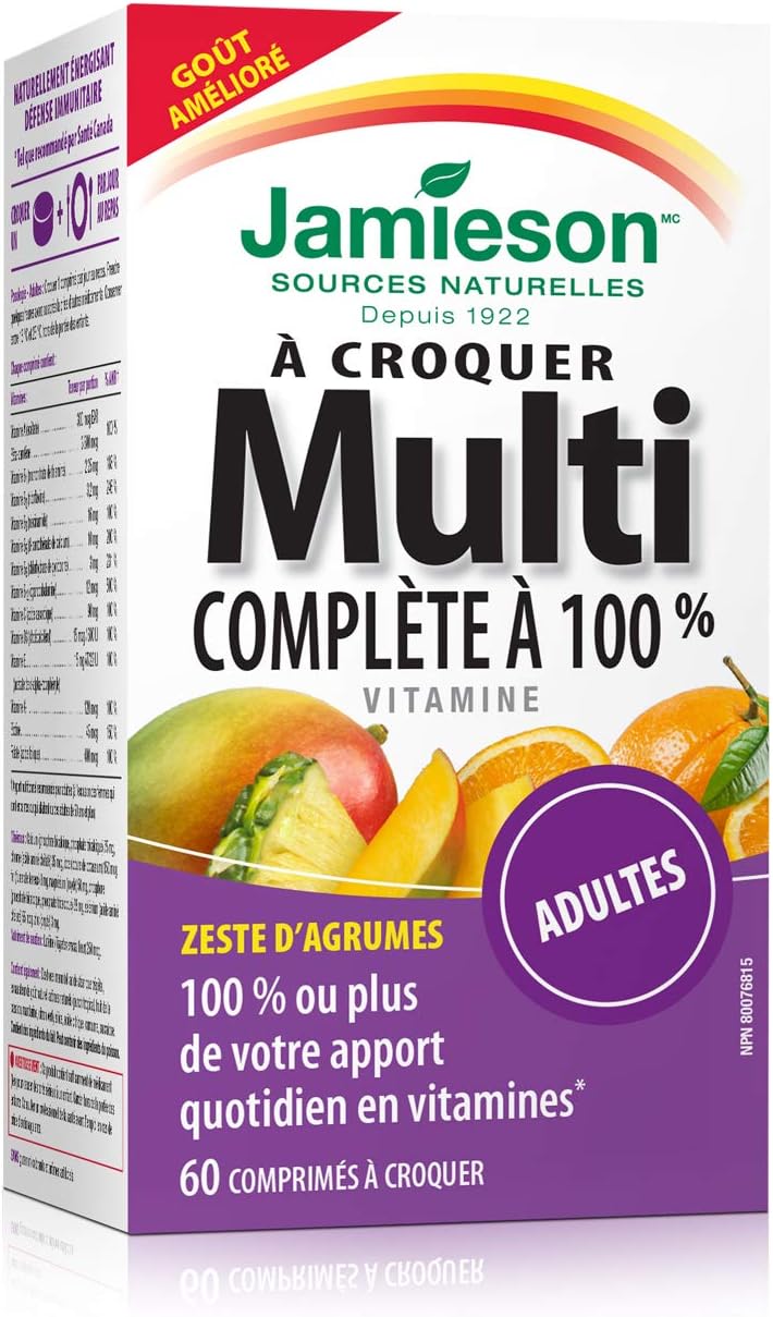 Jamieson Multivitamínico Completo Masticable para Adultos Sabor Citrus Twist - 60 Comprimidos