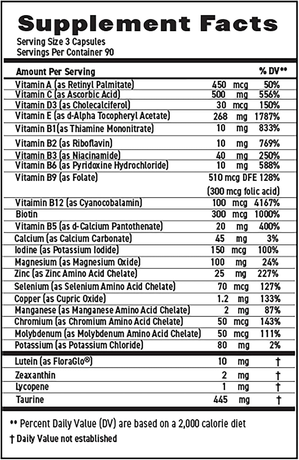 MaxiVision Eye & Body Formula - Basado en el estudio AREDS 2 - 270 Cápsulas - 1 Frasco