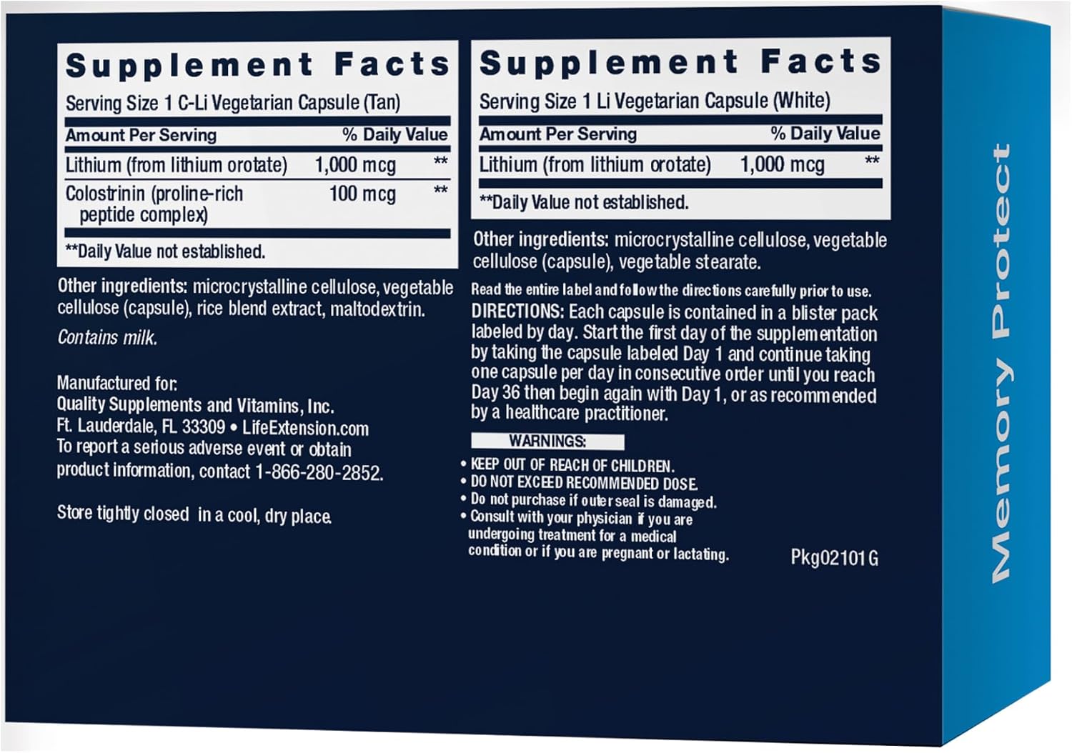 Life Extension Memory Protect, Lithium and Colostrinin, 36 Capsules (12 Colostrinin-Lithium + 24 Lithium)