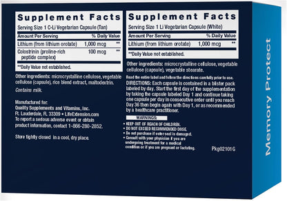 Life Extension Memory Protect, Litio, colostrinina, apoyo a la memoria y salud cognitiva, sin gluten, no transgénico, 12 – Image 2