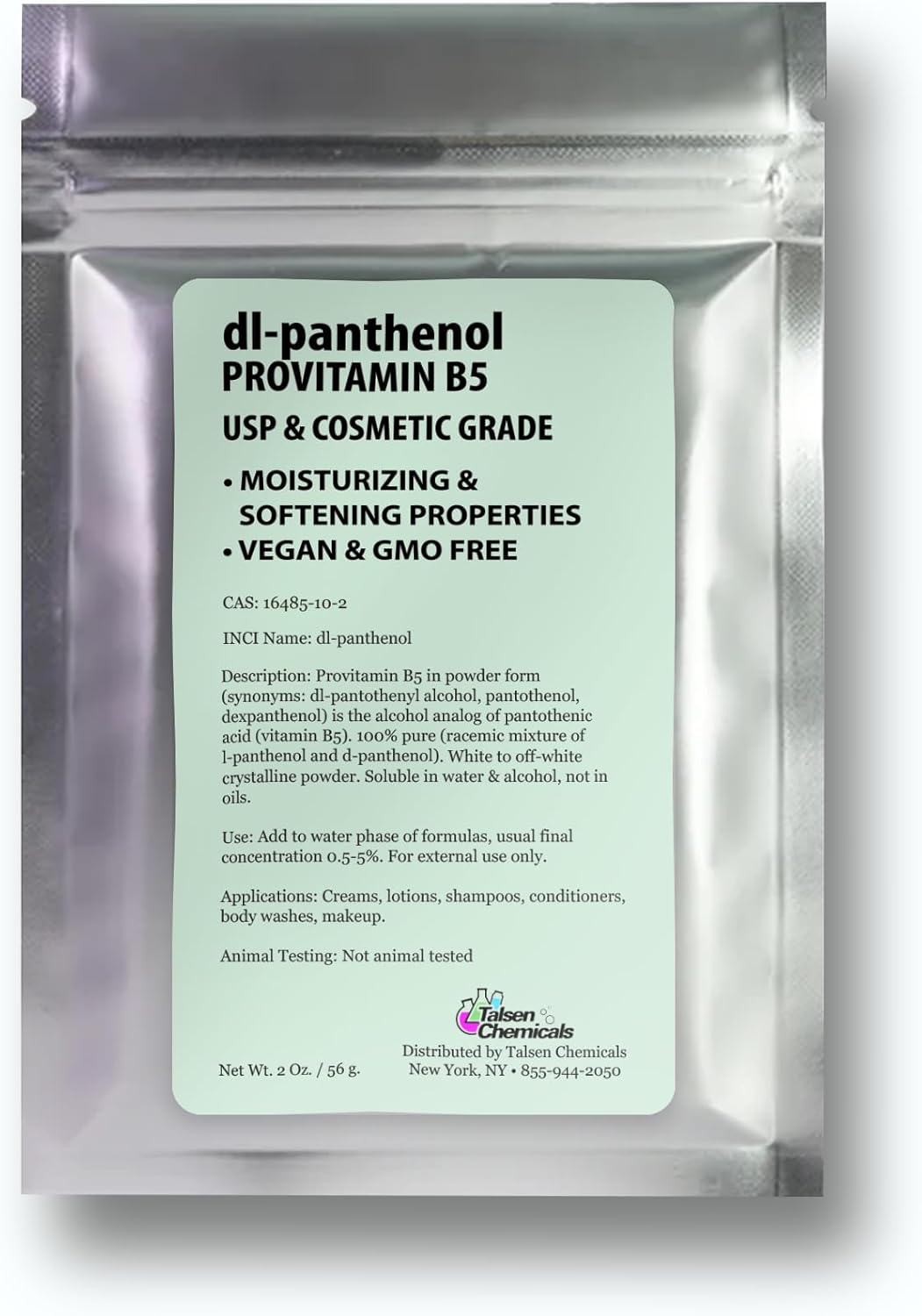 Provitamina B5 (dl-Panthenol) en Polvo para Piel y Cabello - 56g