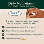 Adapt Naturals Multivitamínico para Mujeres y Hombres, Biodisponible, Fácil Absorción, con Biotina, Niacina, Vitamina A, B, C, D, E, K1, Zinc y Magnesio - Apoyo Inmunitario - 30 Días