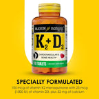 Mason Natural Vitamina K2 + D3 con Calcio – 300 Comprimidos (Pack de 3)