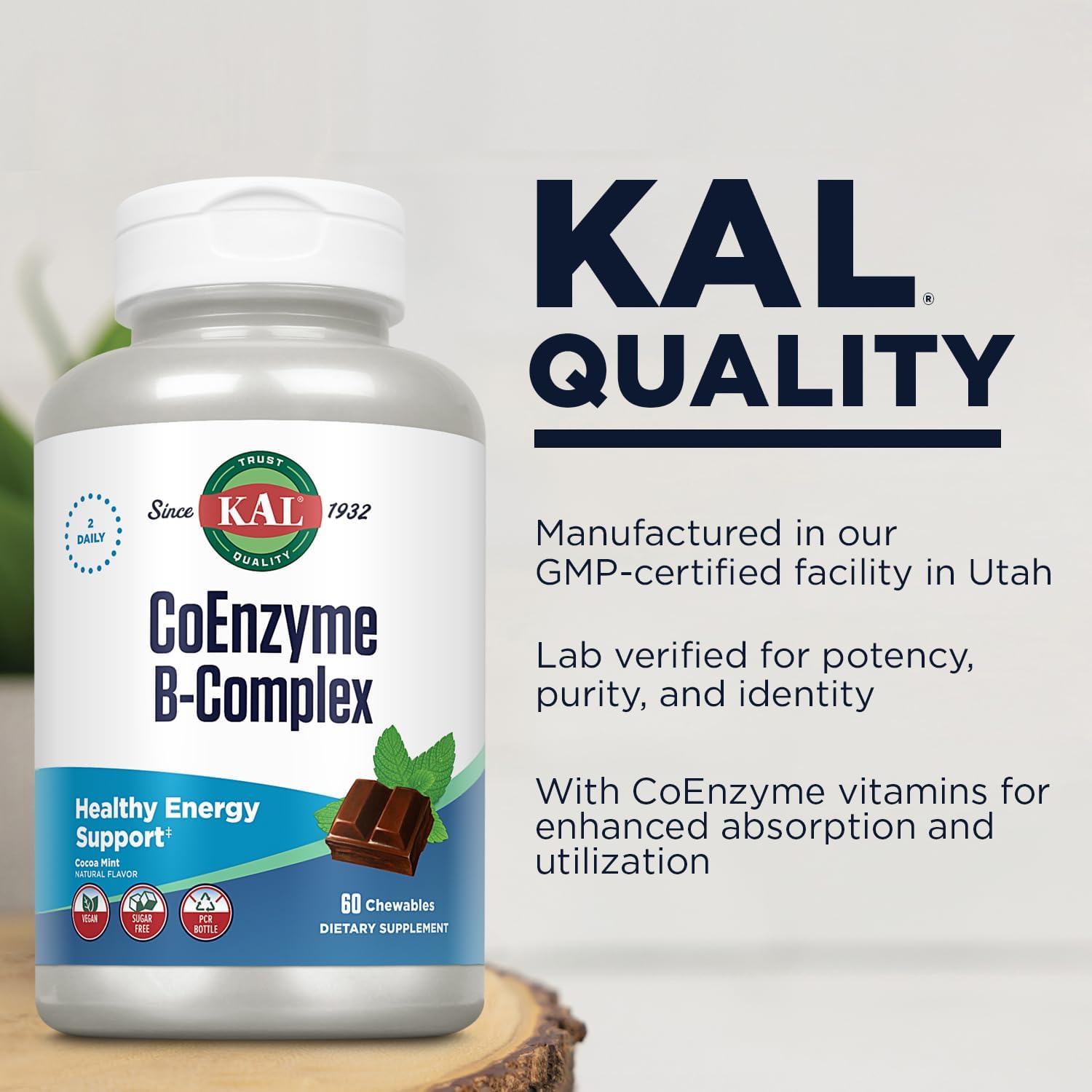 KAL CoEnzyme B Complex, Complejo B Masticable - 60 Comprimidos