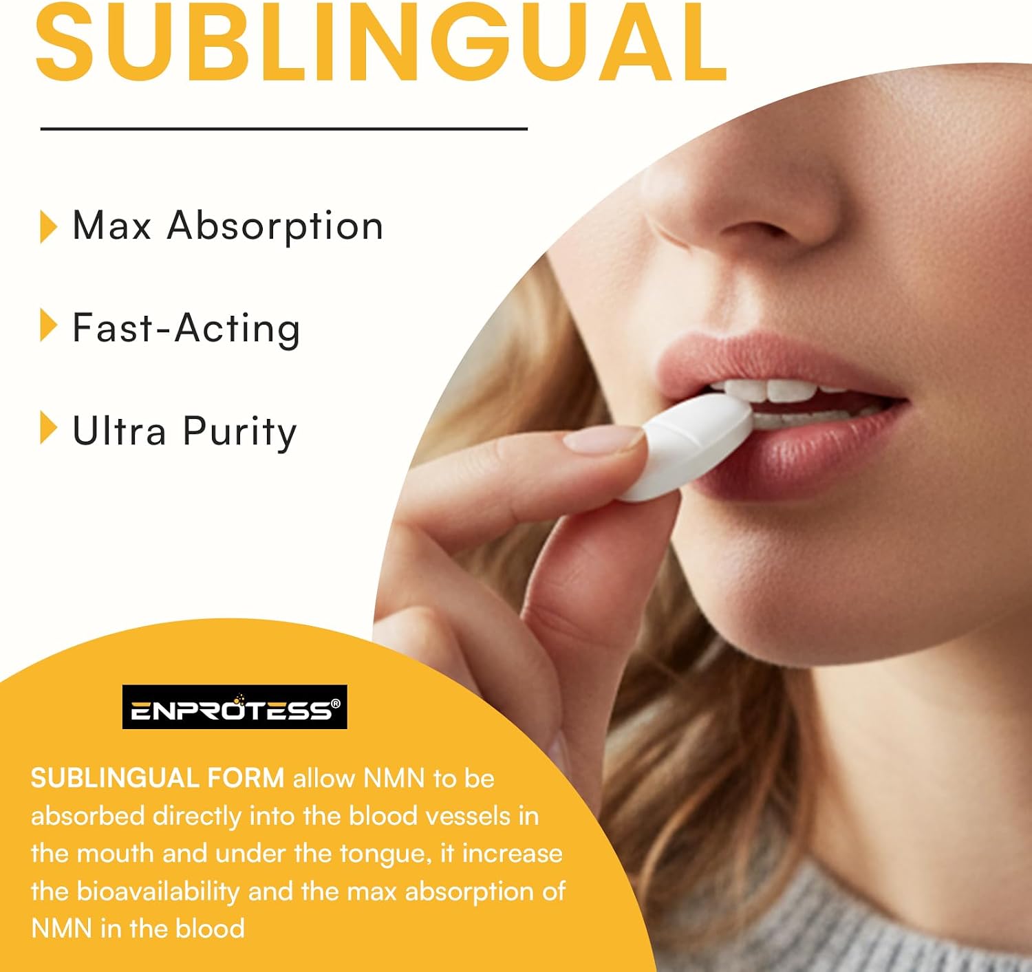 Enprotess NMN Sublingual 500mg - 120 Comprimidos (Suministro para 120 Días)