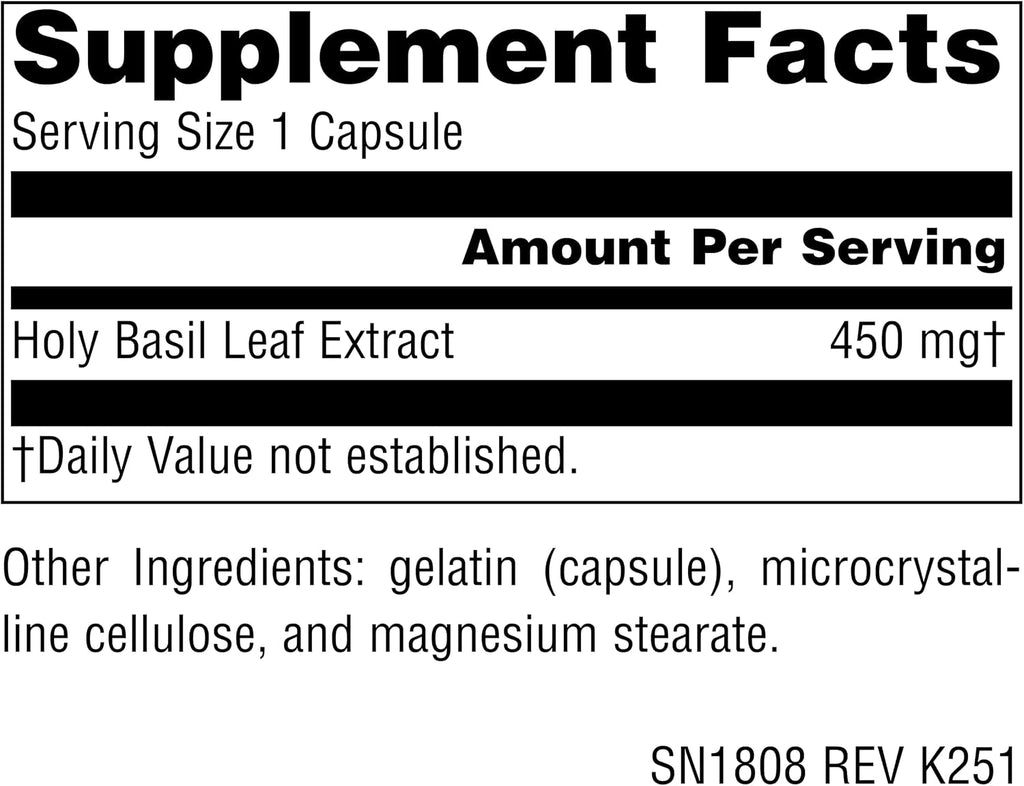 Source Naturals Serene Science Holy Basil Extract, 450 mg - 60 Capsules