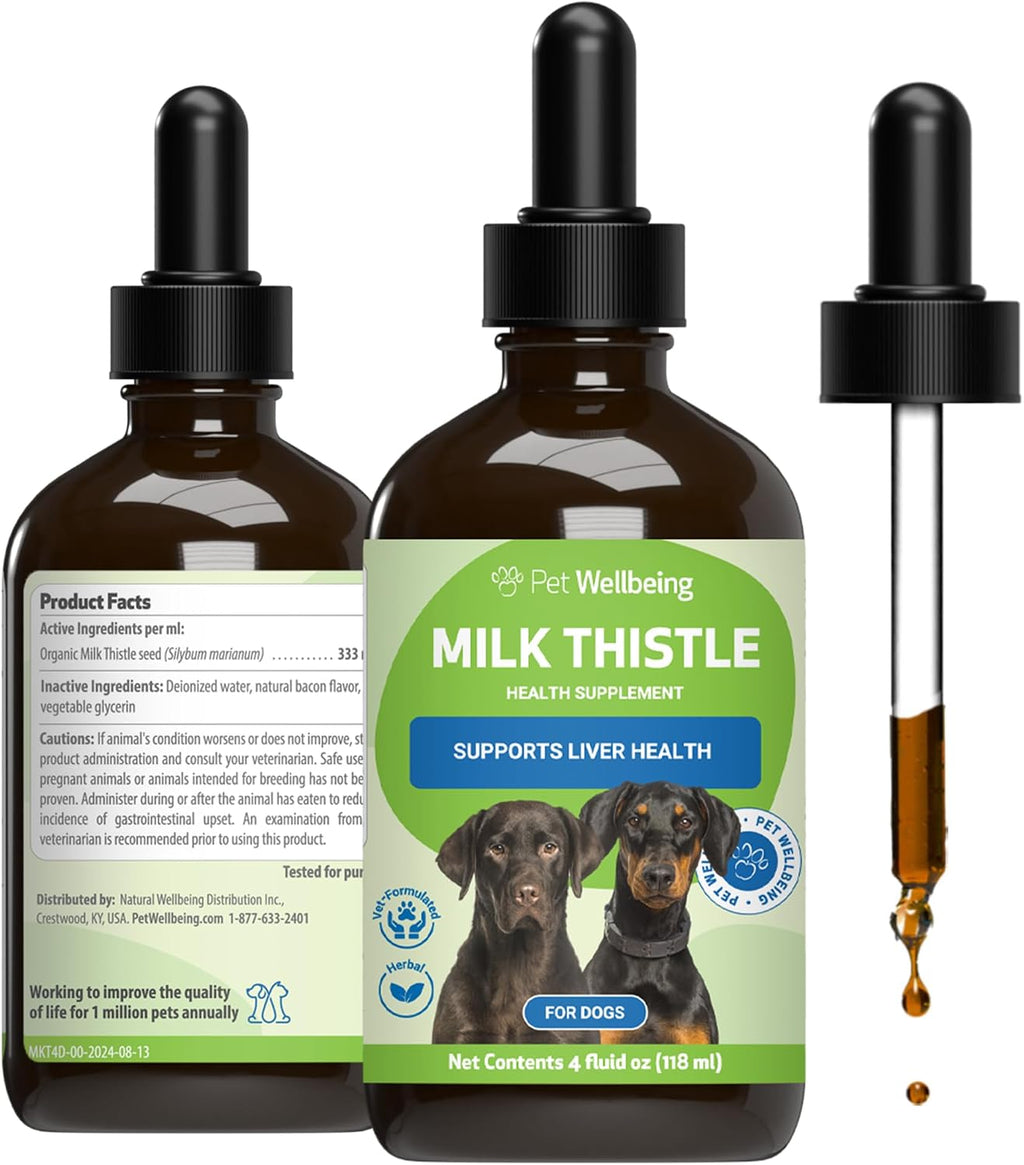 Pet Wellbeing Milk Thistle para Perros - Cardo Mariano Orgánico - 118 ml (4 oz) Líquido