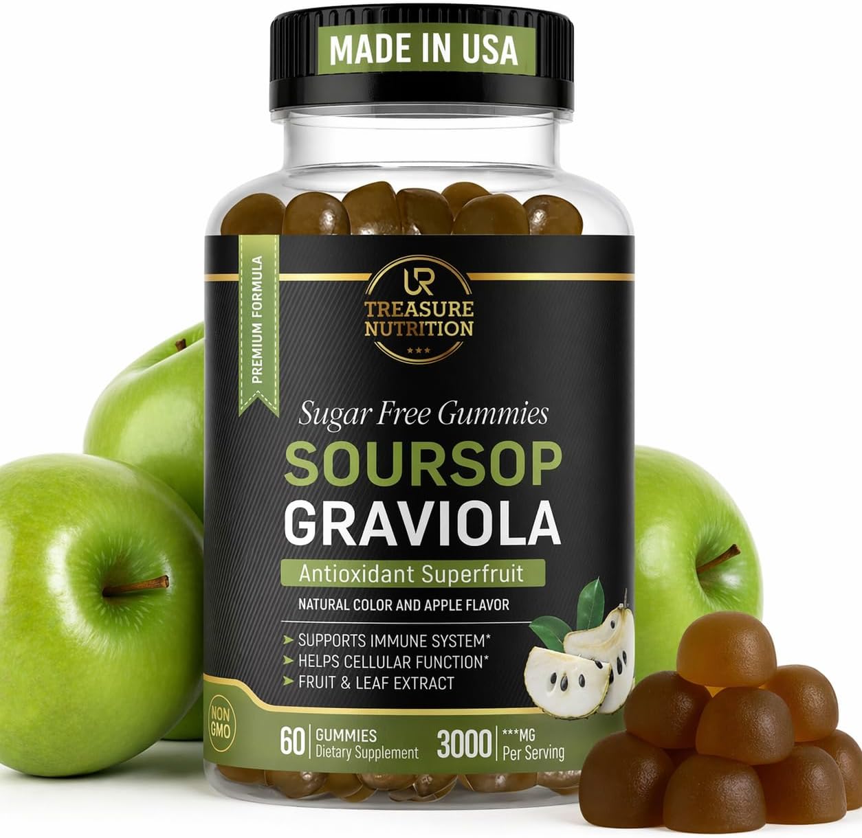 Gominolas de Graviola Soursop - 3000mg - Sin Azúcar - 60 unidades