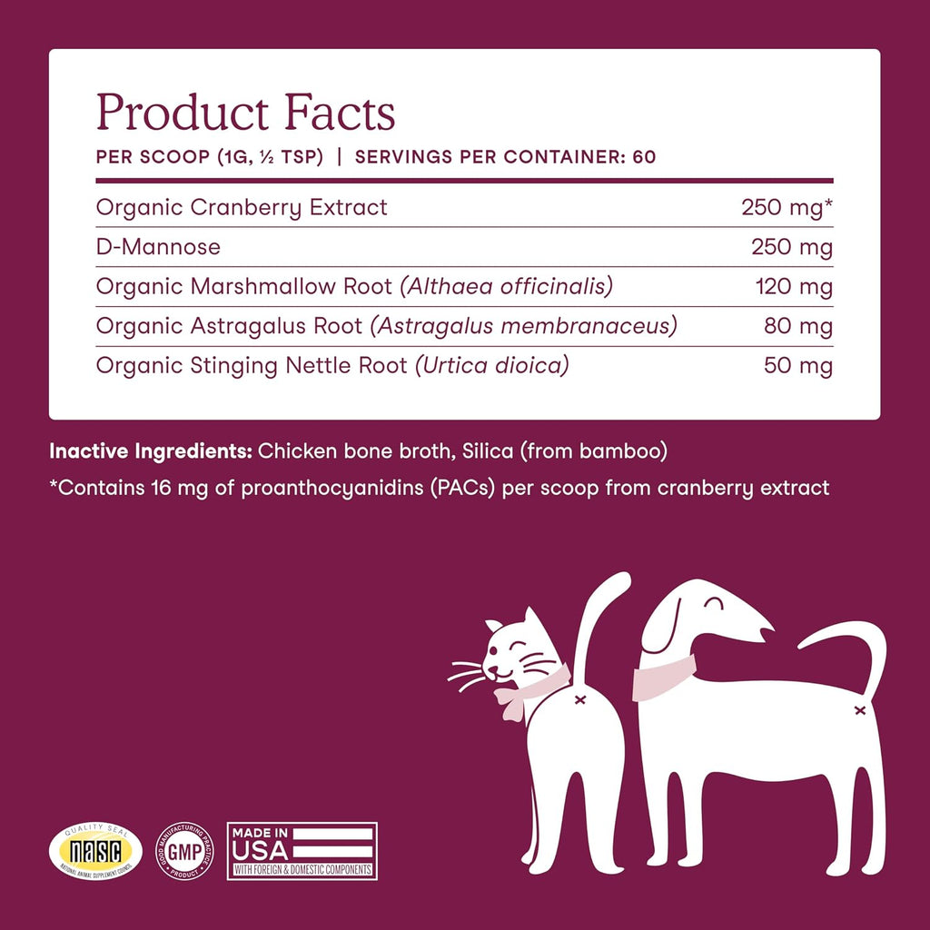 Fera Pets Bladder Support - Suplemento de Arándano para Perros y Gatos - 60 Dosis