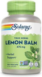 Solaray Melisa 475 mg - Cápsulas de Melisa, Suplemento Herbal Natural, No Transgénico, Verificado en Laboratorio - 100 Cápsulas Veganas