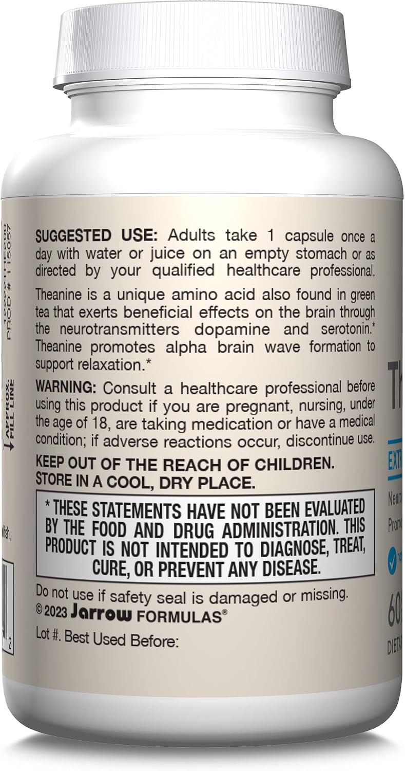 Jarrow Formulas Extra Strength L-Teanina 200 mg - 60 Cápsulas Veganas