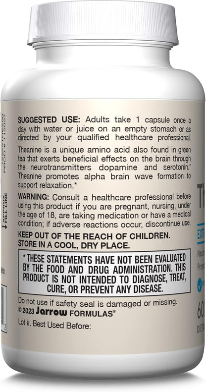 Jarrow Formulas Extra Strength L-Teanina 200 mg - 60 Cápsulas Veganas – Image 8