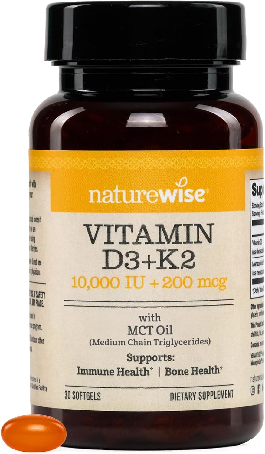 NatureWise Vitamina D3 + K2 Vegana 10000 IU / 200 mcg - 30 Cápsulas