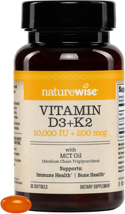 NatureWise Vitamina D3 + K2 Vegana 10000 IU – Forma de vitamina K2: La MK-7 (como MenaquinGold) tiene mayor – Image 1