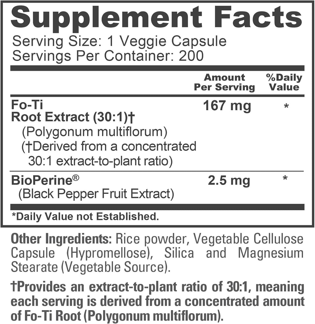 NusaPure Fo-Ti Cápsulas, 167 mg, 200 Cápsulas Vegetales (No OGM, Vegano)