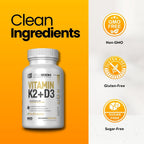 Vitamina D3 K2 con Calcio - 5000 UI + 100 mcg MK7, 60 Cápsulas - Orgaboom
