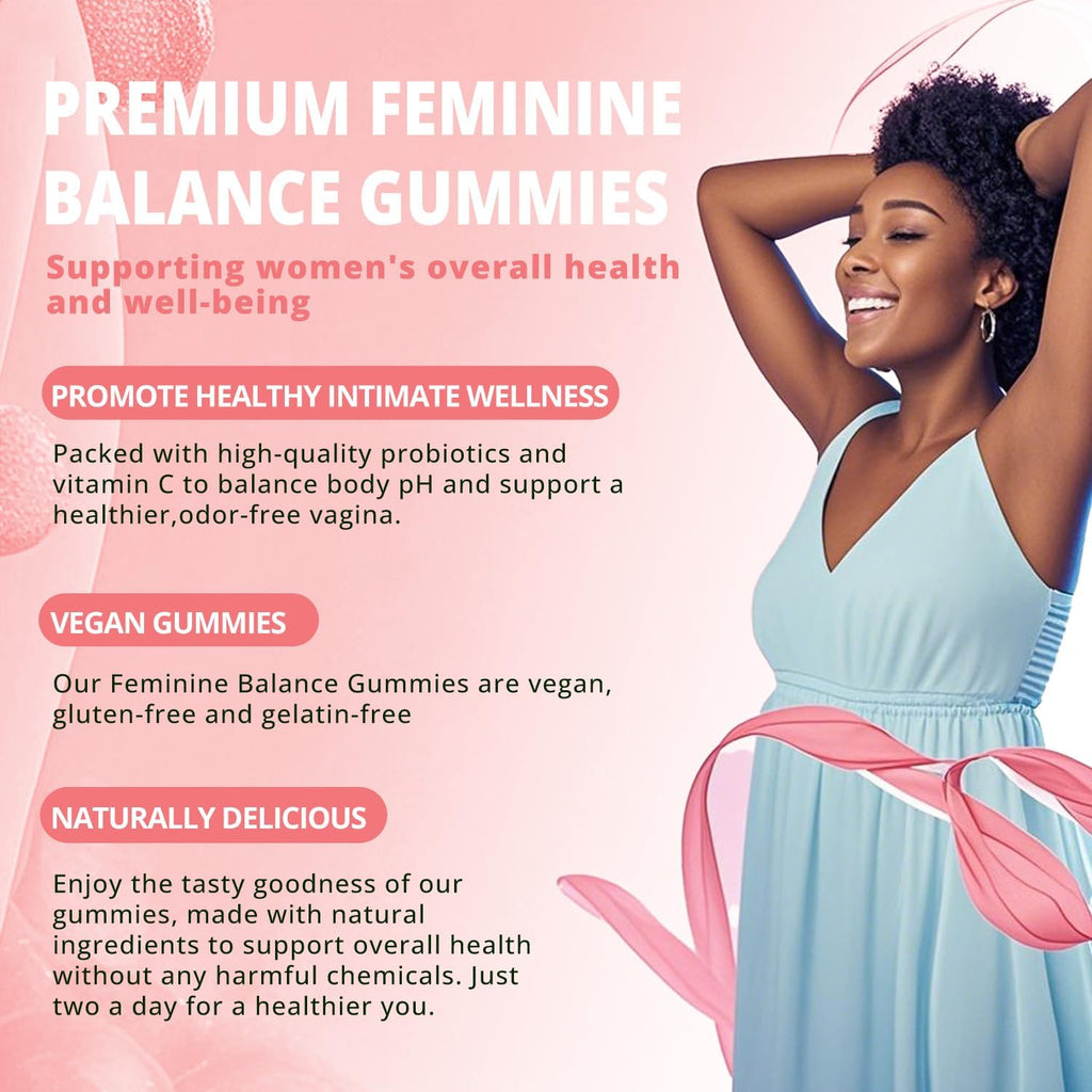 Nature Aurora Premium Feminine Balance Gummies - Apoyo al Equilibrio Femenino y Probióticos Vaginales con Vitamina C - Sabor a Piña Hawaiana - 60 Gomitas