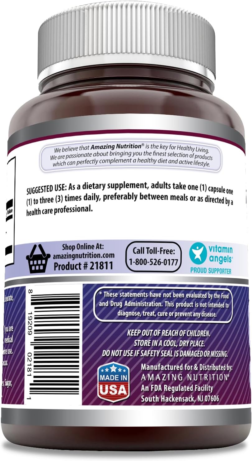Amazing Formulas L-Tirosina 500 mg Cápsulas | Suplemento de Aminoácido Esencial | No Transgénico | Sin Gluten | 360 Cápsulas