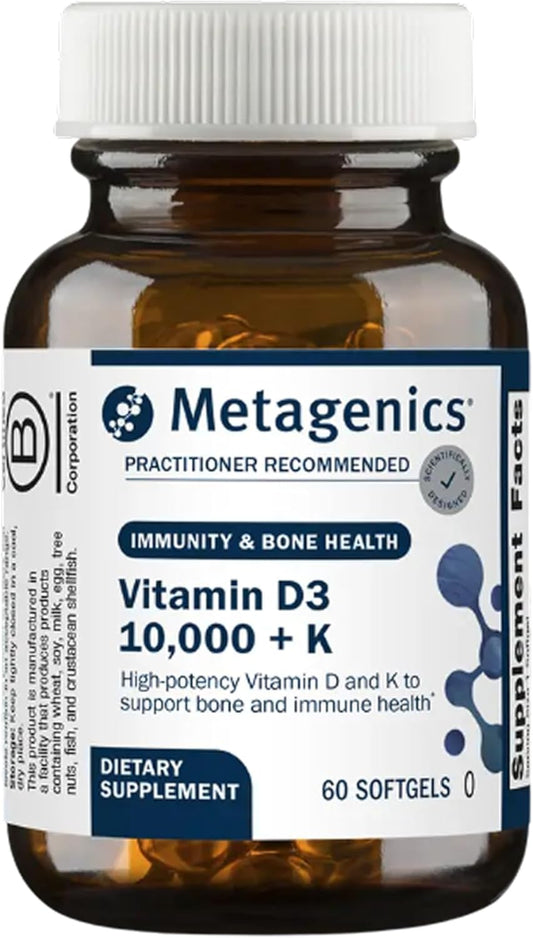 Metagenics Vitamina D3 y K2 10.000 UI con MK-7 – 60 Cápsulas Blandas