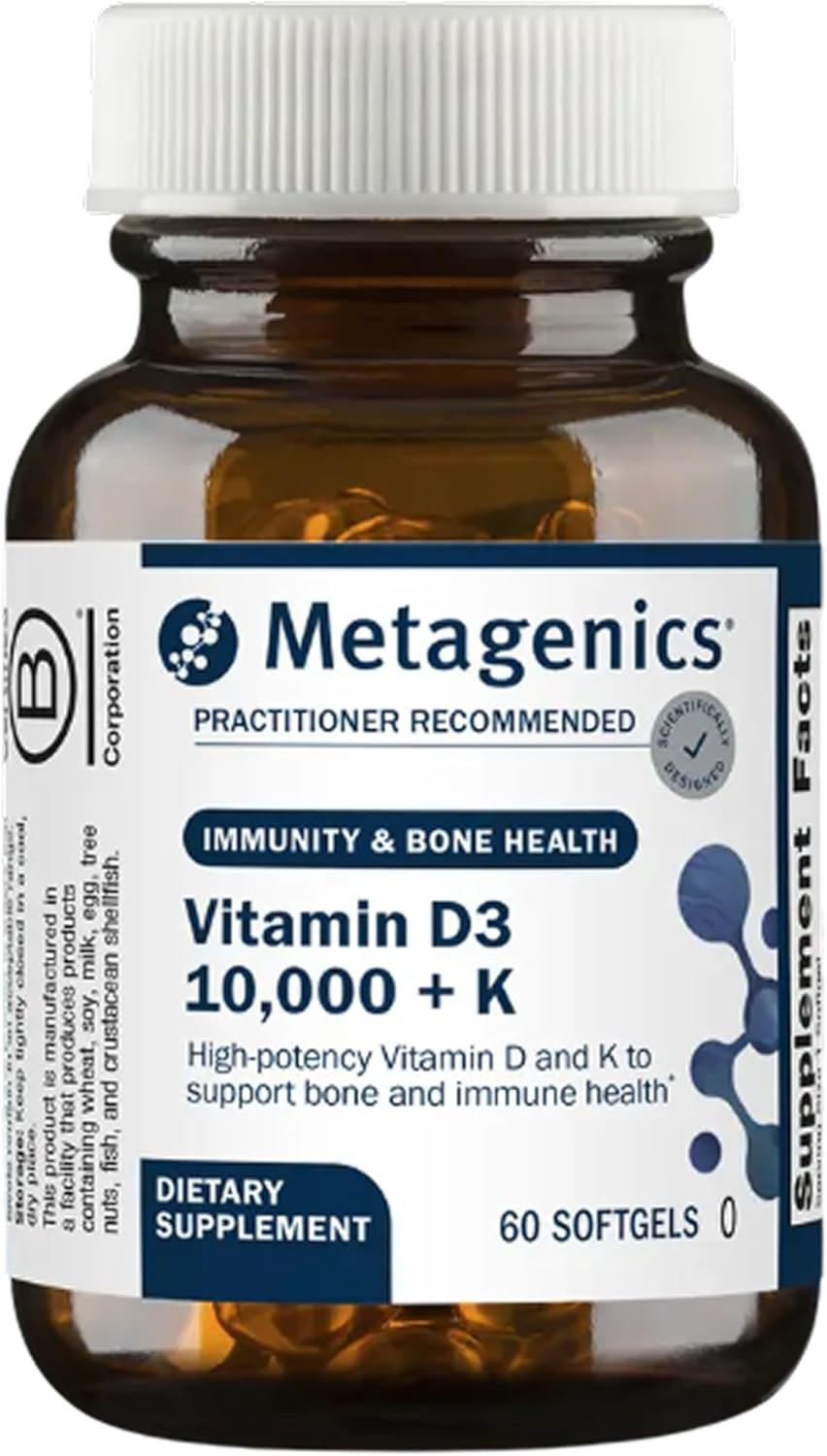 Metagenics Vitamina D3 y K2 5.000 UI con MK-7, 60 Cápsulas Blandas