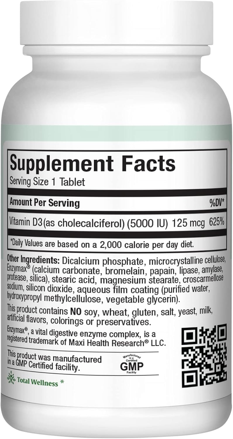 Maxi Health Vitamina D3 5000 UI (125 mcg) - 90 Comprimidos