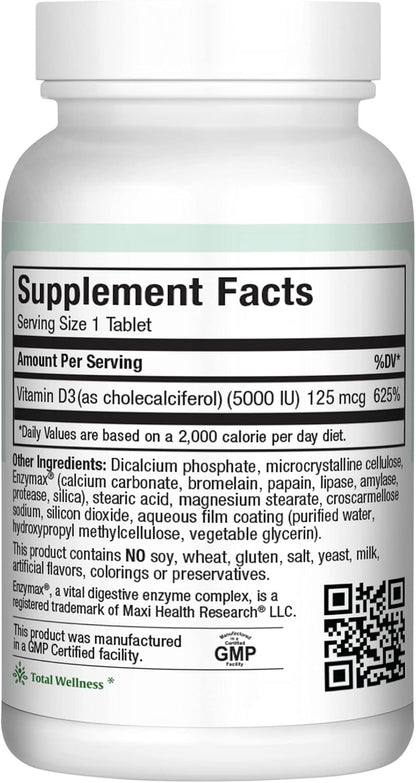 Maxi Health Vitamina D3 5000 UI (125 mcg) - – Función muscular: Contribuye al funcionamiento normal de los – Image 2