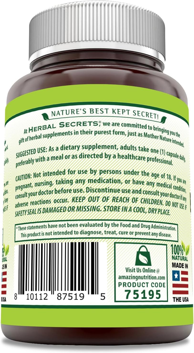Herbal Secrets Extracto de Boswellia Serrata | 65% Ácidos Boswélicos | 600 mg por Servicio | 60 Cápsulas | Sin OGM | Sin Gluten