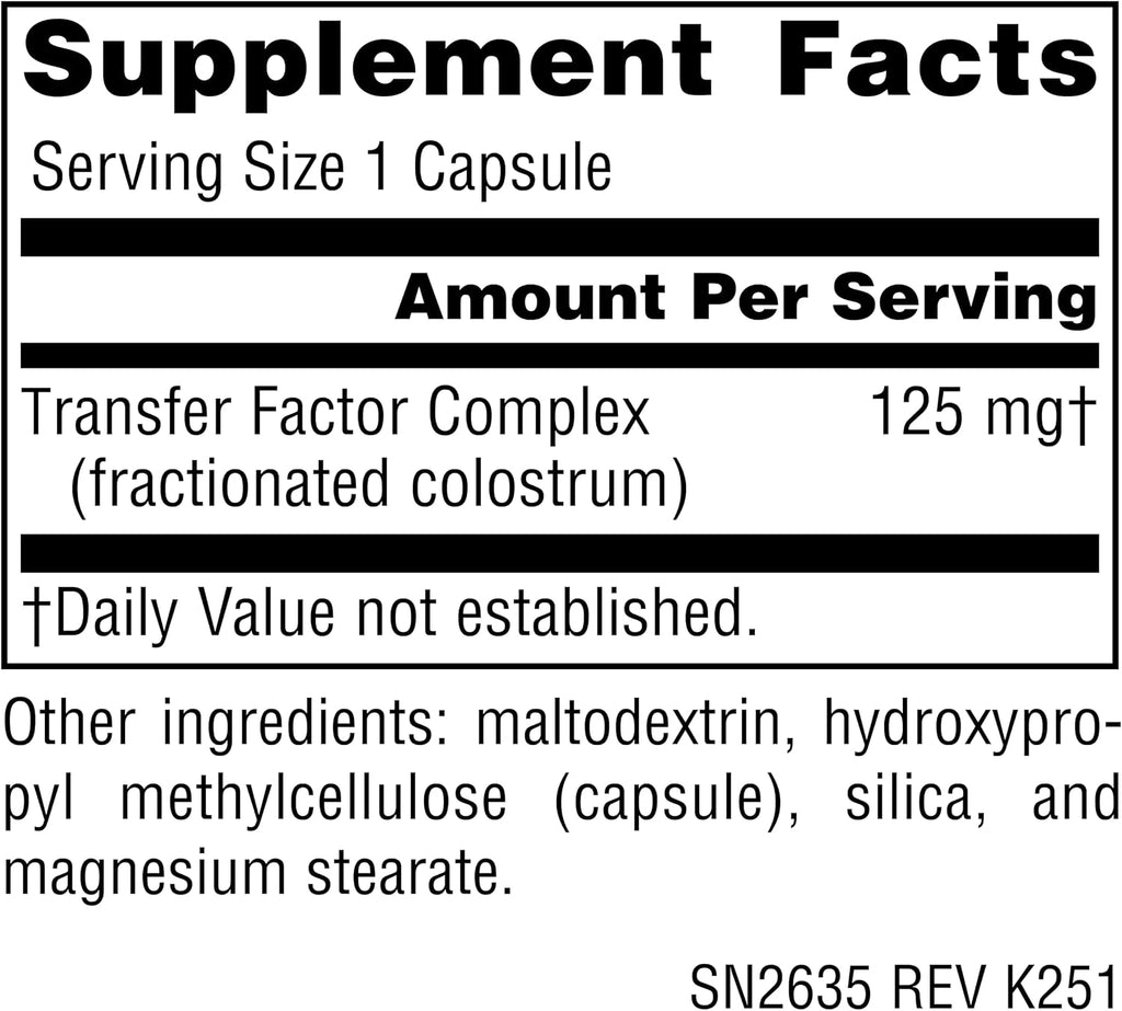 Source Naturals Wellness Transfer Factor, 125 mg, 60 Cápsulas Vegetarianas