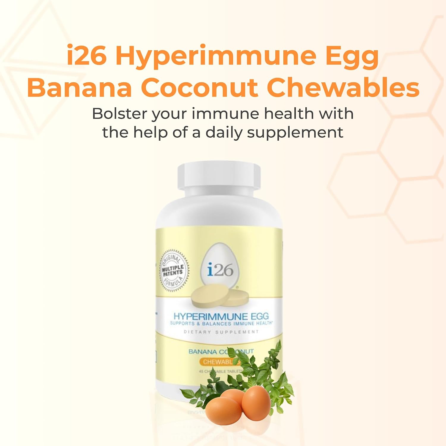 Youngevity i26 Hyperimmune Egg IgY Max Banana Coconut - 45 Comprimidos Masticables
