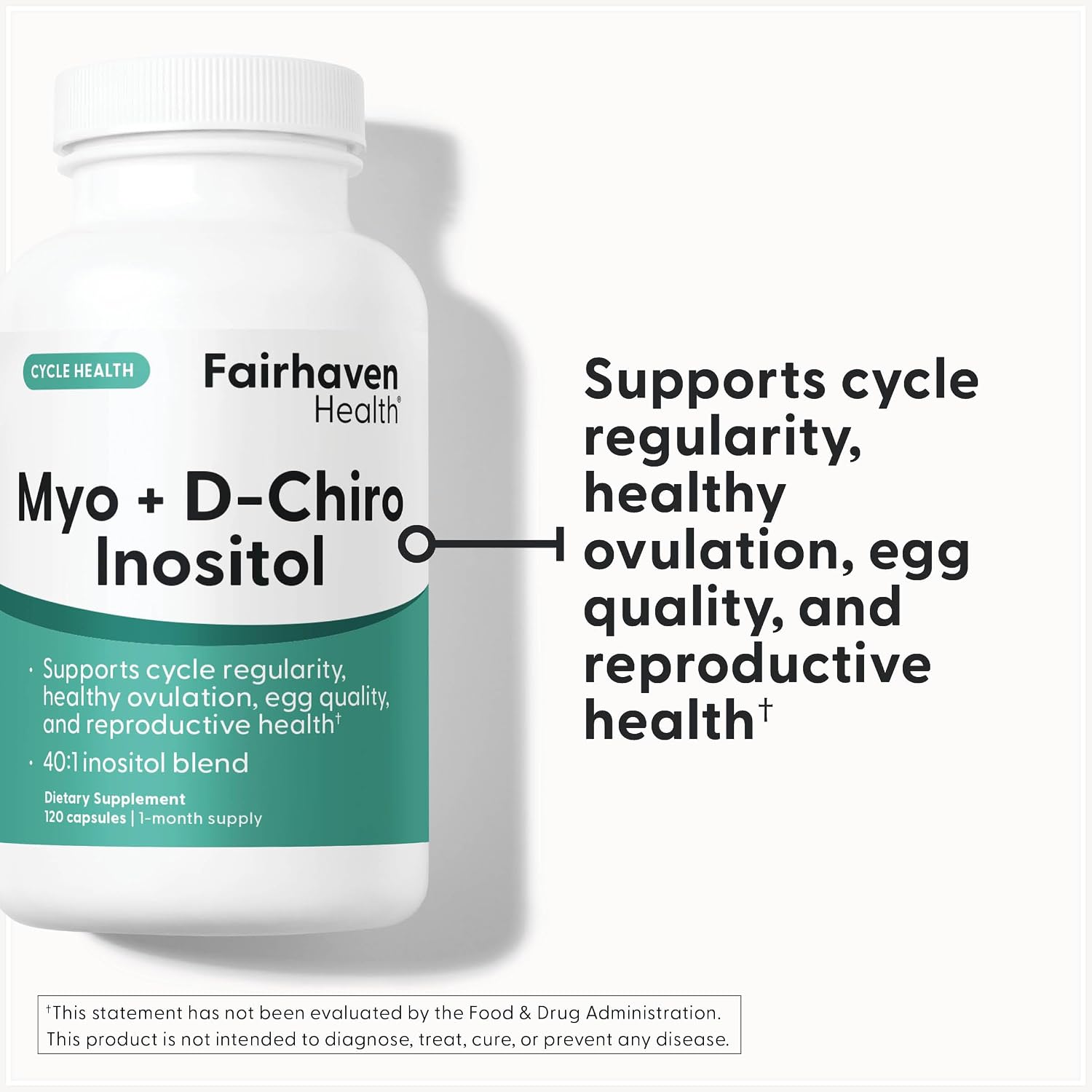 Fairhaven Health Myo-Inositol y D-Chiro Inositol 40:1 - 120 Cápsulas