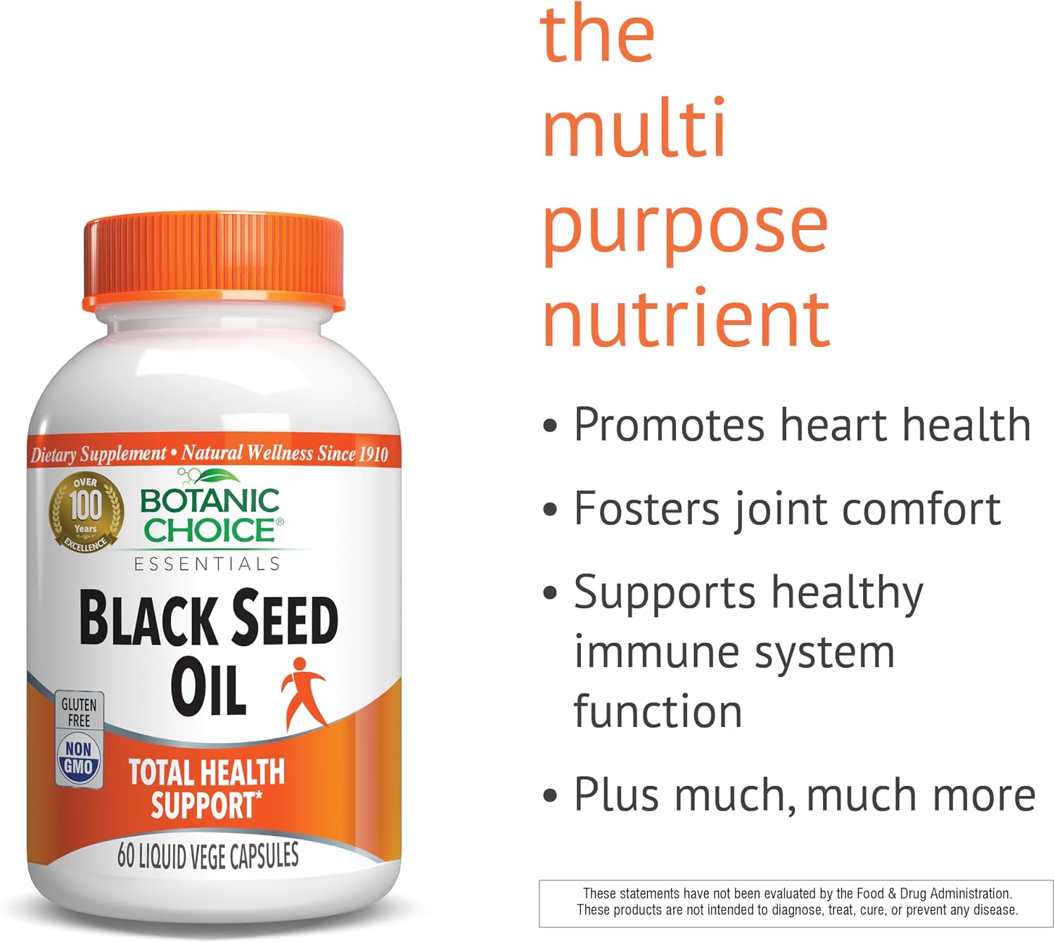 Botanic Choice Aceite de Semilla Negra, 500 mg - 60 Cápsulas Vegetales Líquidas