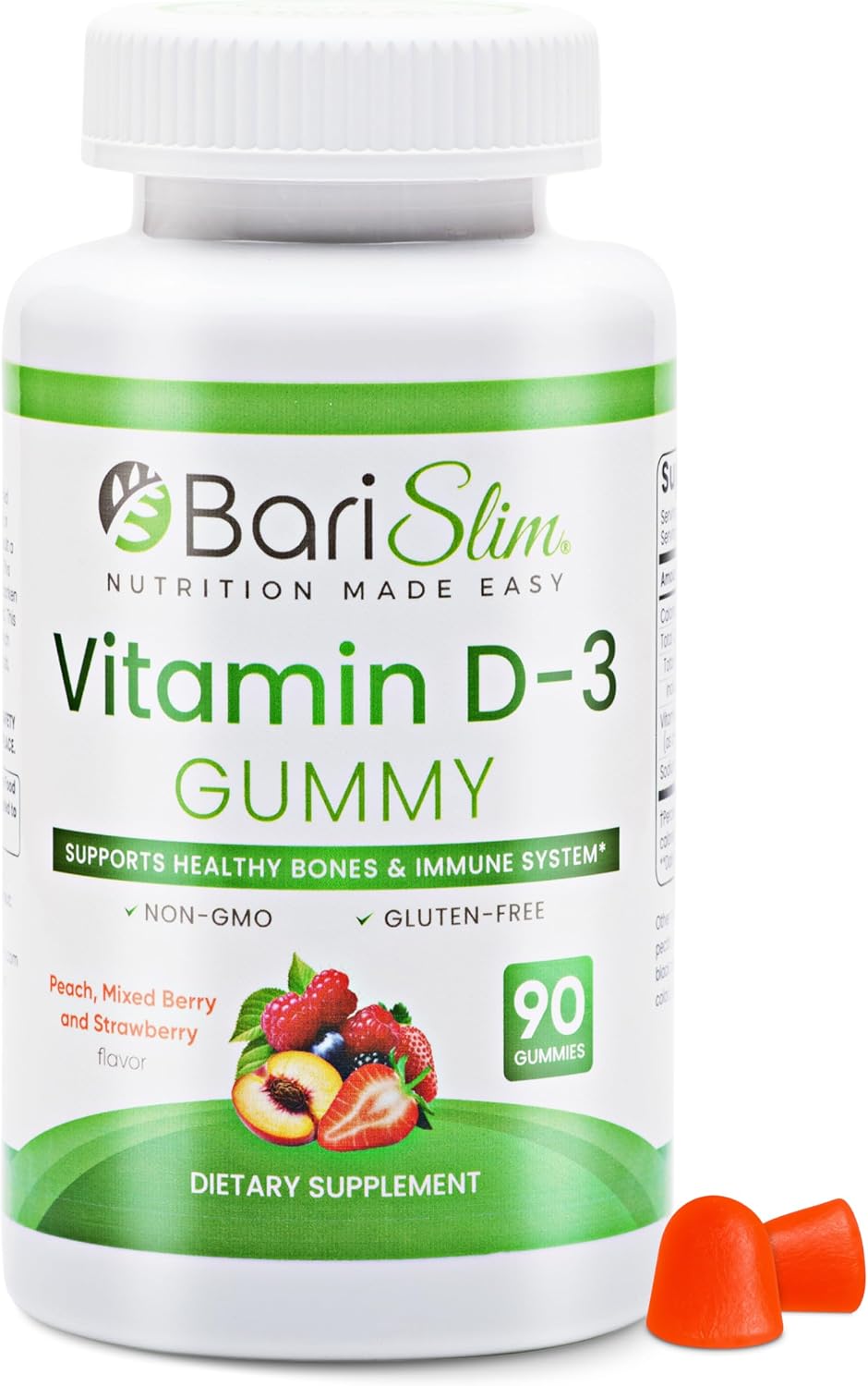 BariSlim Gomitas de Vitamina D3 - 2000 UI - 90 Gomitas para Salud Ósea e Inmunitaria