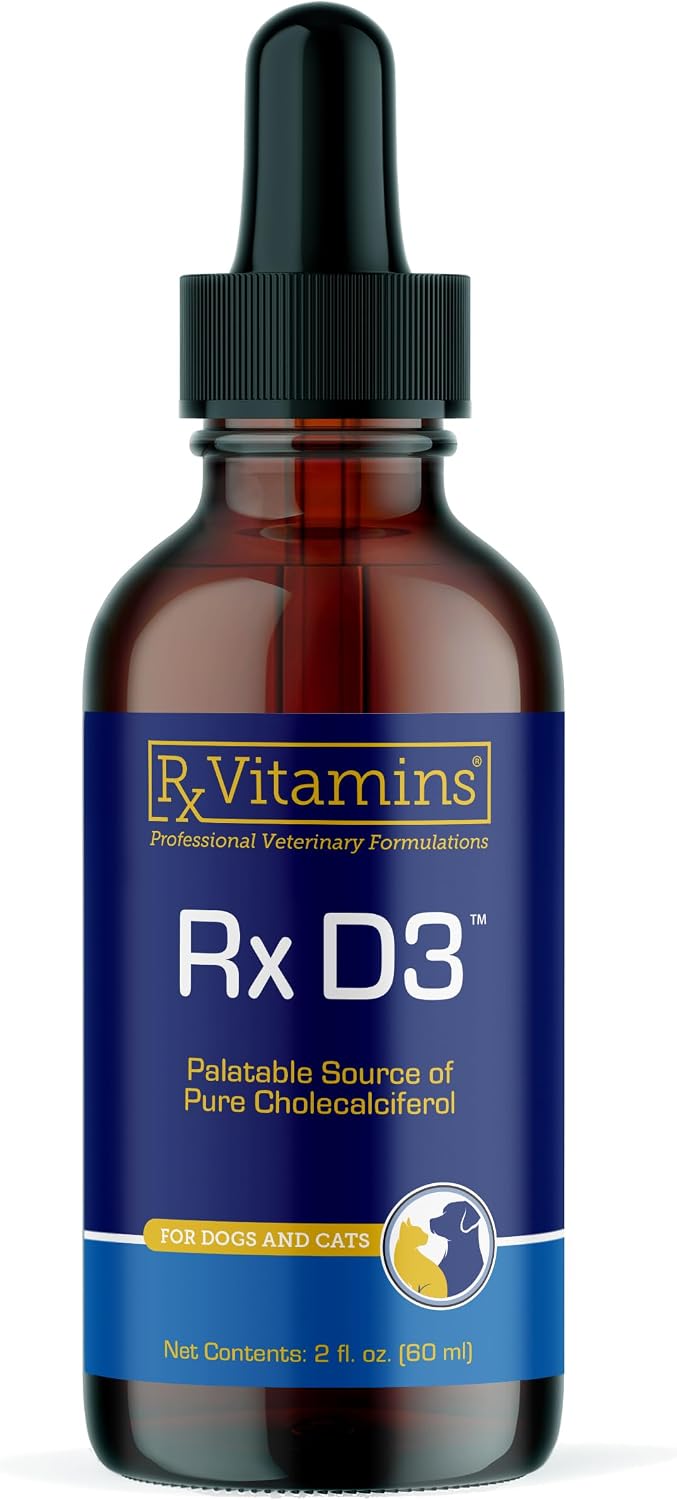 Rx Vitamins Rx D3 - Gotas de vitamina D3 para perros y gatos en aceite MCT (59ml)