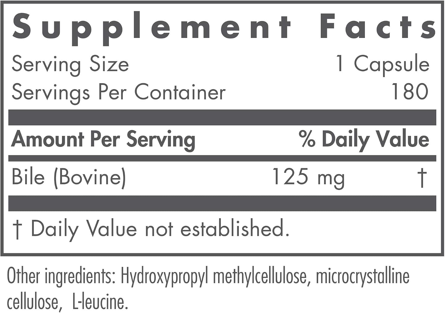 Nutricology Ox Bile 125 mg - Sales Biliares Concentradas - 180 Cápsulas