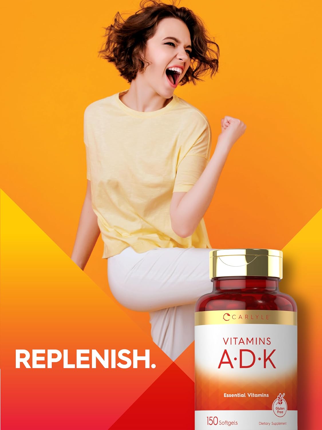 Carlyle Vitamin ADK Supplement | 150 Softgels | con Vitaminas A, D3 (5000 UI), K1, K2 (MK-4 y MK-7) | No GMO, Sin Gluten
