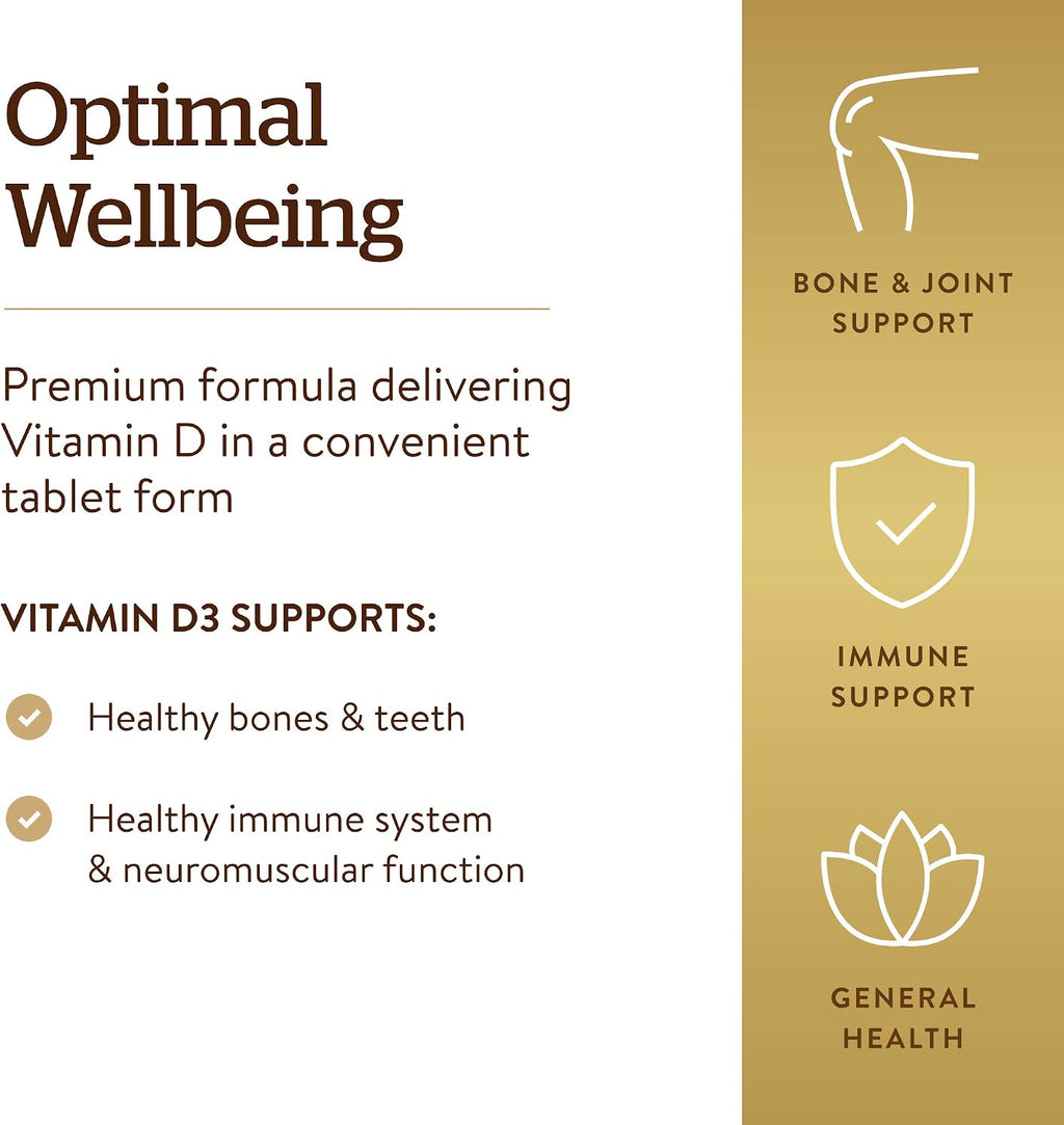 Solgar Vitamina D3 (Colecalciferol) 25 mcg (1000 UI) – 180 Comprimidos