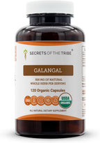 Secrets of the Tribe Galangal Ecológico USDA | Cápsulas Vegetales de Raíz de Galanga (Alpinia Galangal) Orgánica (120 Cápsulas)