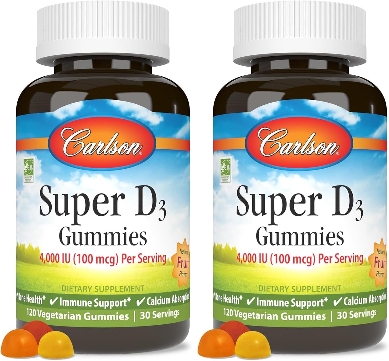Carlson Super D3 Gummies 4000 IU (100 mcg) - 120 Gominolas Vegetarianas
