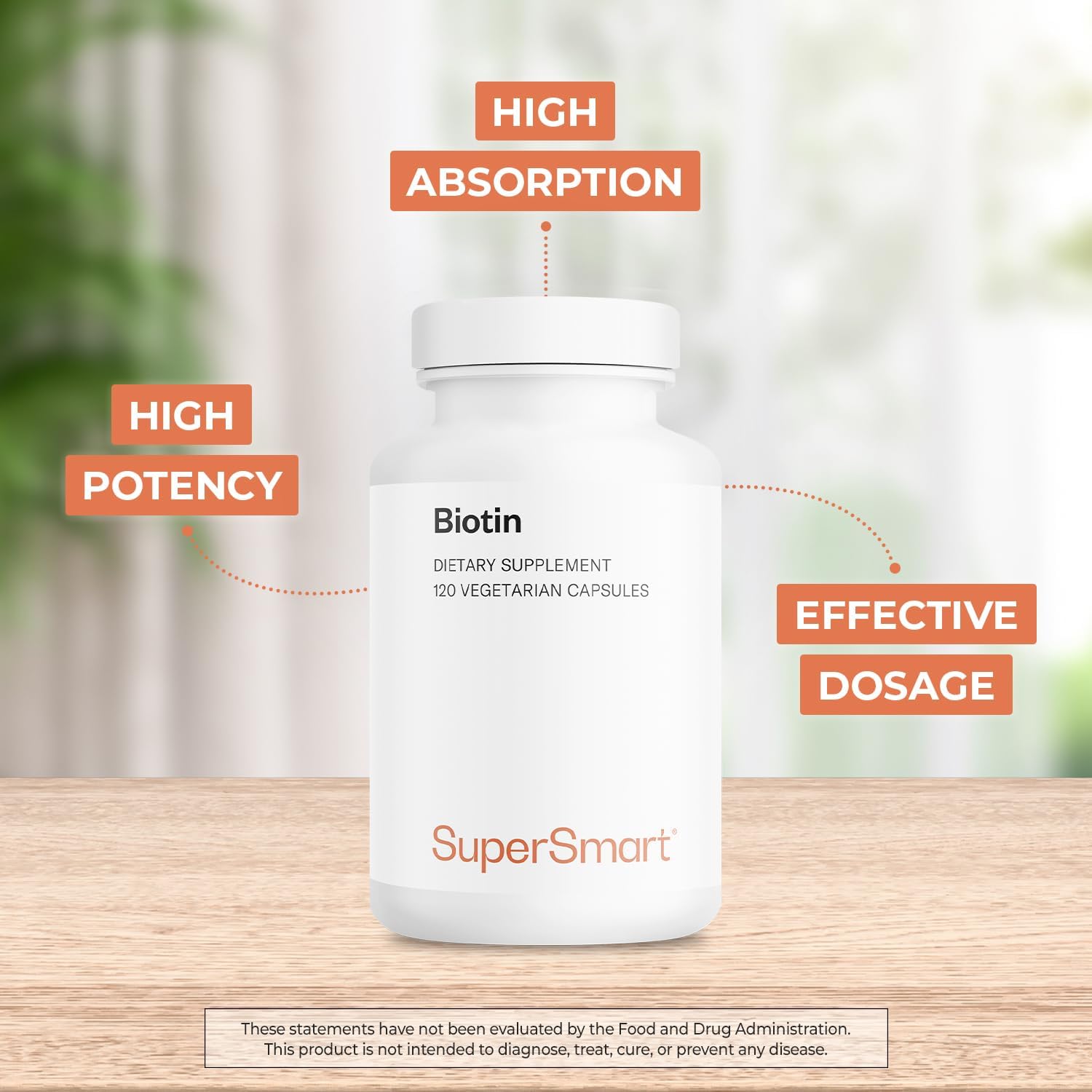 Supersmart Biotina 10.000 mcg - 120 Cápsulas Vegetales