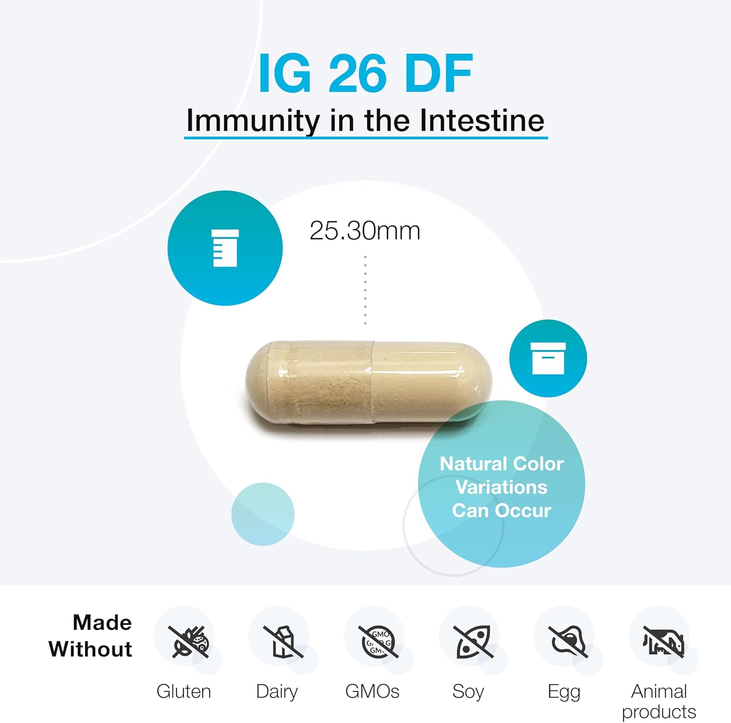 XYMOGEN IG 26 DF - Cápsulas de Inmunoglobulinas sin Lácteos para la Salud Intestinal e Inmune - Derivadas de Huevo Hiperinmune - 120 Cápsulas