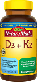 Nature Made Vitamina D3 + K2, 5000 UI (125 mcg), 30 Cápsulas Blandas