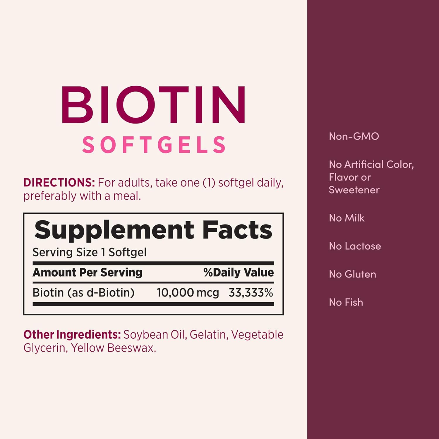 Nature's Bounty Biotina 10000mcg - 90 Cápsulas Blandas de Liberación Rápida