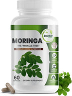 Cápsulas de Moringa Oleifera Pura - Superalimento Verde con Vitamina C, Omega 3 y Aminoácidos - 60 Cápsulas