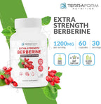 Berberina HCL 1200mg Diaria - Suplemento de Berberina Pura 600mg por Cápsula (60 Cápsulas)
